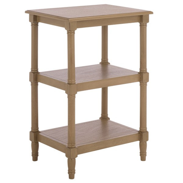 Cassie 3 Shelf Accent Table in Desert Brown