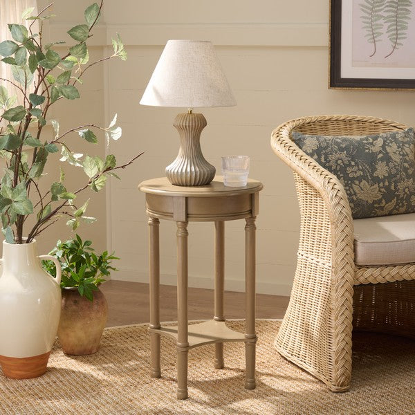 Tinsley Round Accent Table in Desert Brown