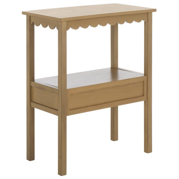 Haven Accent Table in Dessert Brown with Low StorageDrawer