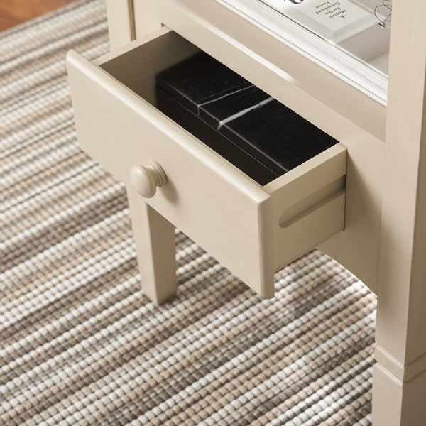 Araminta Accent Table in Sand with Storage Drawer