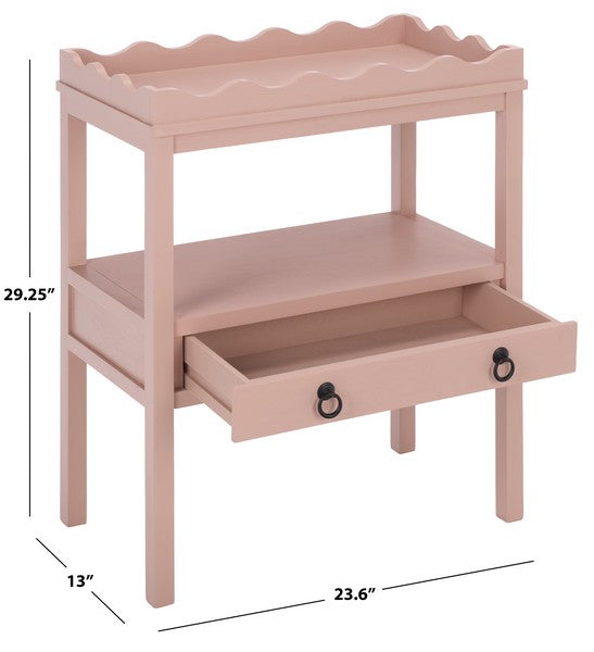 Darlyn Wood Rectangle Accent Table n Pink