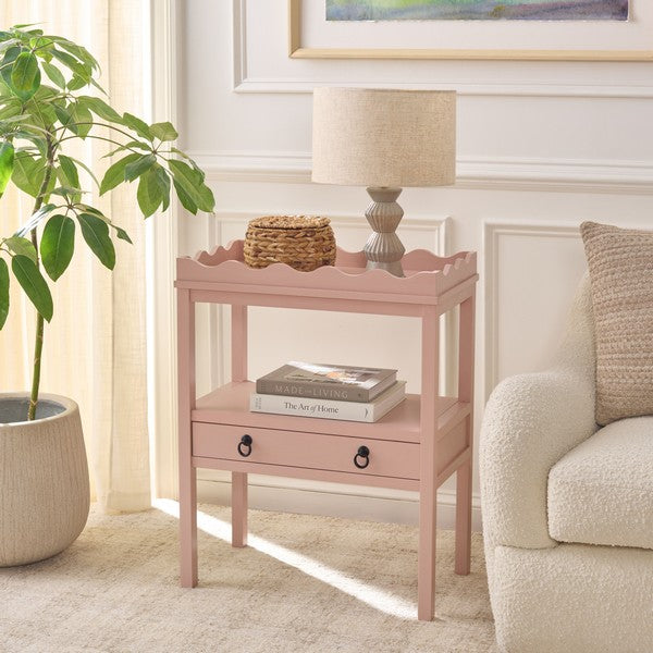 Darlyn Wood Rectangle Accent Table n Pink