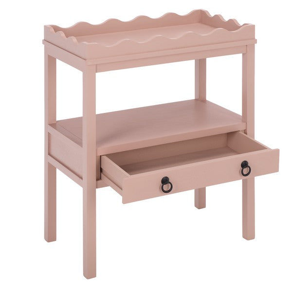 Darlyn Wood Rectangle Accent Table n Pink