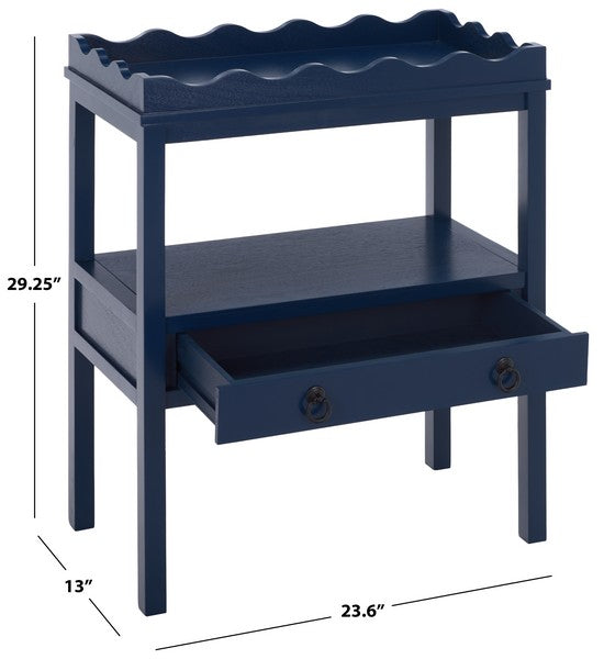 Darlyn Wood Rectangle Accent Table in Ink Blue