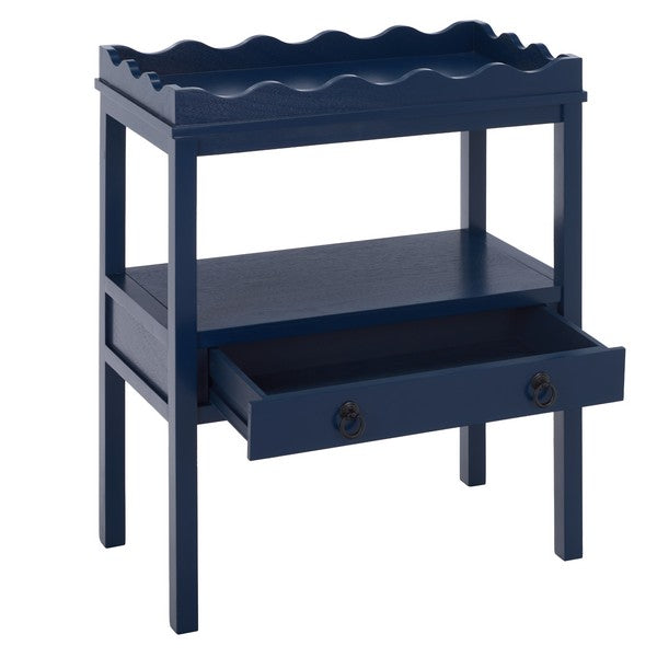 Darlyn Wood Rectangle Accent Table in Ink Blue