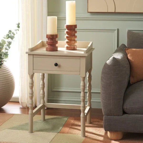 Astaroth Wood Accent Table in Sand - The Mayfair Hall