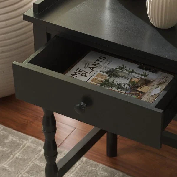 Astaroth Wood Accent Table in Matte Black - The Mayfair Hall