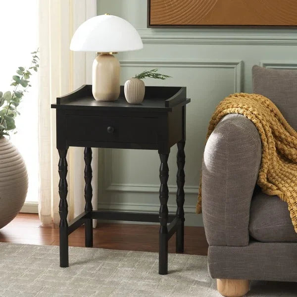 Astaroth Wood Accent Table in Matte Black - The Mayfair Hall