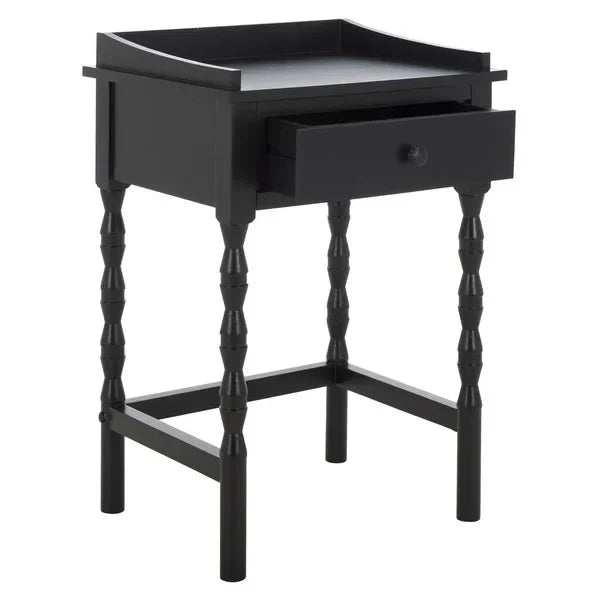 Astaroth Wood Accent Table in Matte Black - The Mayfair Hall