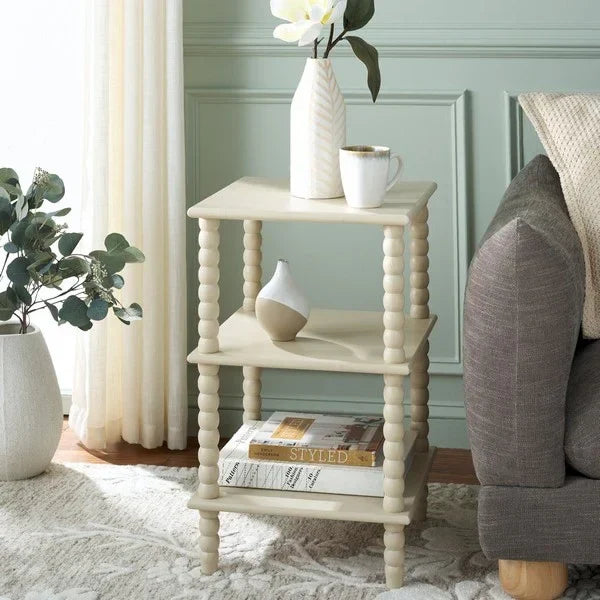 Dylin Wood Accent Table in Sand with 3 Shelves - The Mayfair Hall