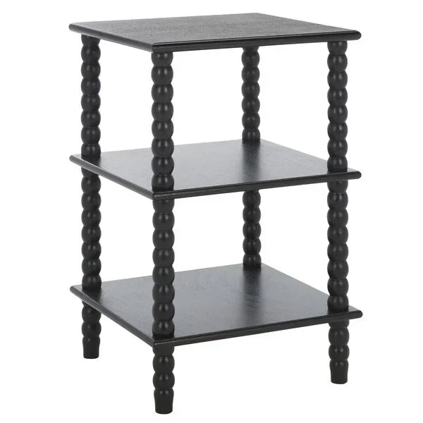 Dilyn Wood Accent Table in Matte Black with 3-Shelves - The Mayfair Hall