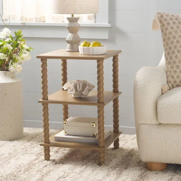 Dilyn Wood Accent Table in Desert Brown with 3-Shelves - The Mayfair Hall