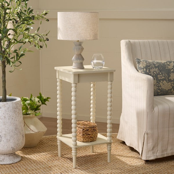 Orbis Square Accent Table in Distressed White