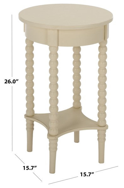 Orbis Round Accent Table in Distressed White
