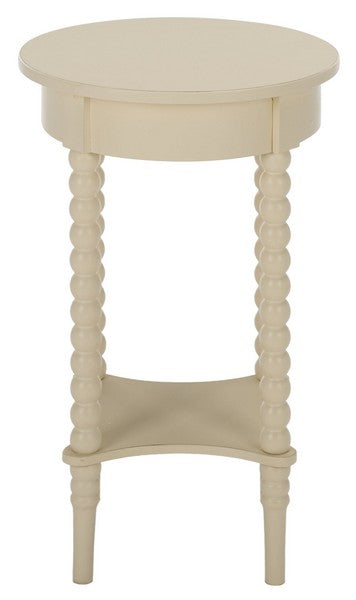 Orbis Round Accent Table in Distressed White