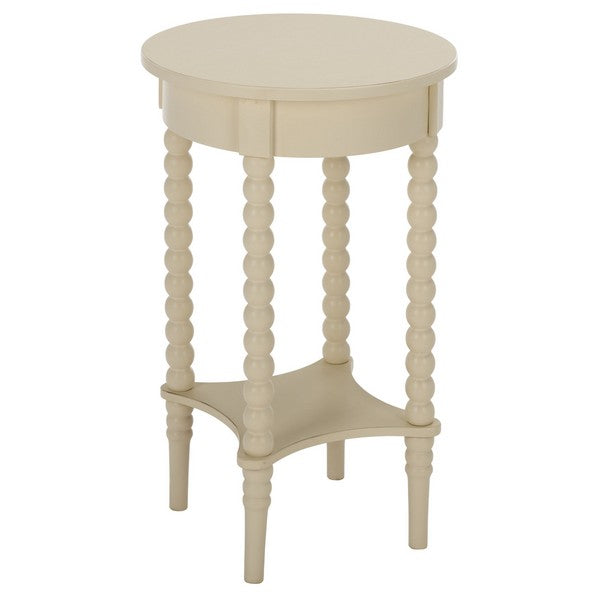 Orbis Round Accent Table in Distressed White