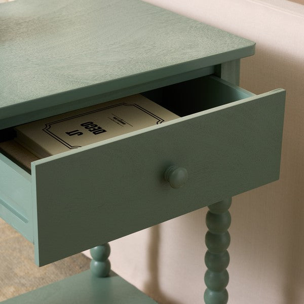 Orbis Accent Table with 1 Drawer in Sage Green