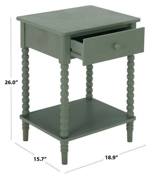 Orbis Accent Table with 1 Drawer in Sage Green