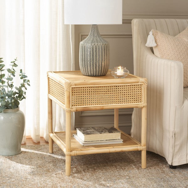 Arvid Square Rattan Accent Table in Natural