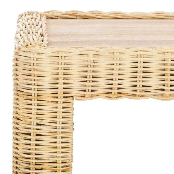 Castriel Rattan Accent Table in Natural - The Mayfair Hall