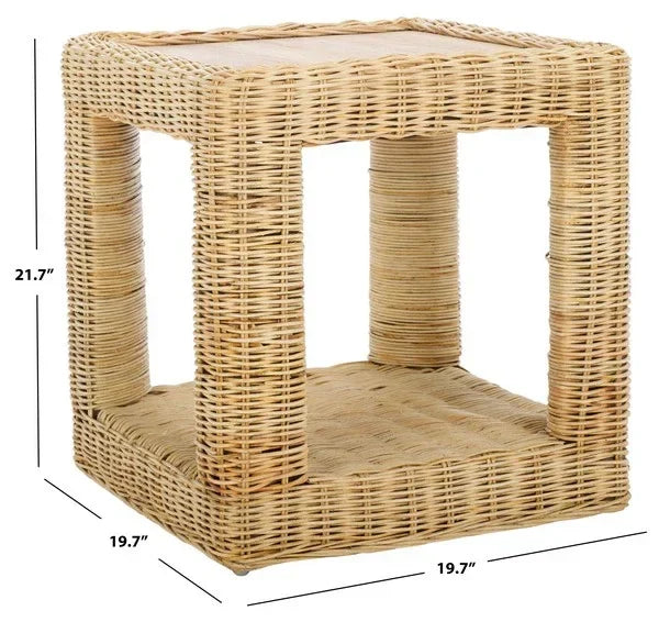 Castriel Rattan Accent Table in Natural - The Mayfair Hall