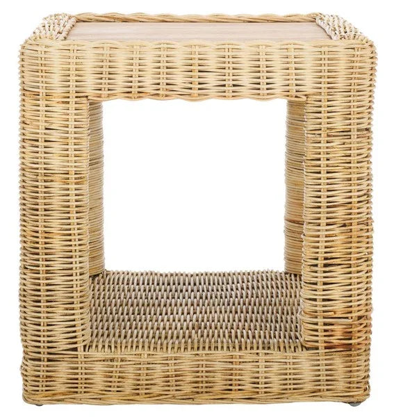 Castriel Rattan Accent Table in Natural - The Mayfair Hall