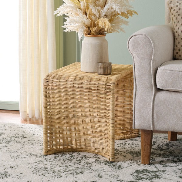 Zendy Rattan Accent Table in Light Natural