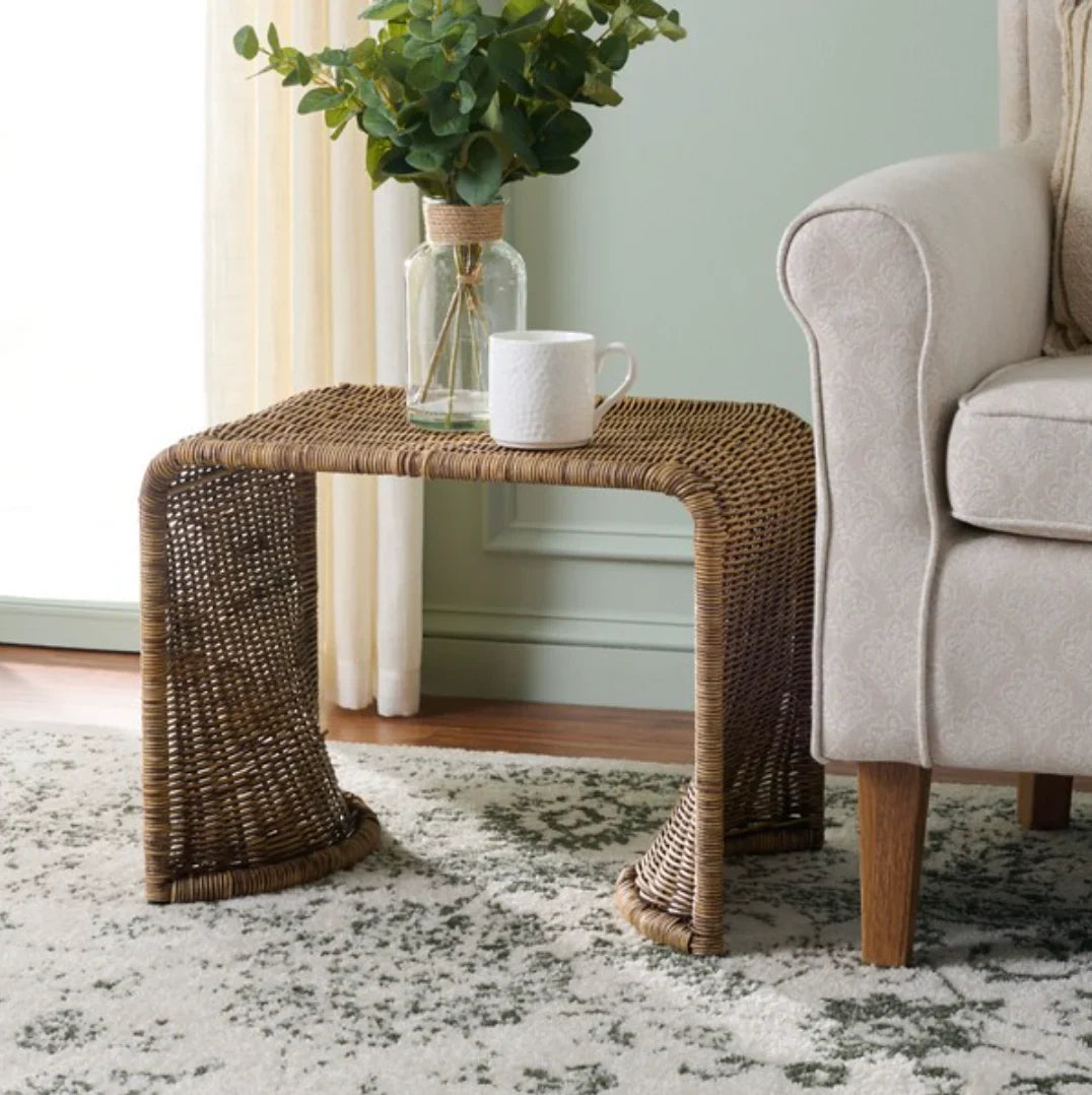 Zendy Rattan Accent Table in Honey Brown