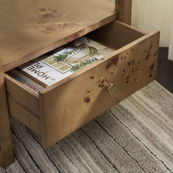 Willshine Wood Accent Table in Natural with Drawer