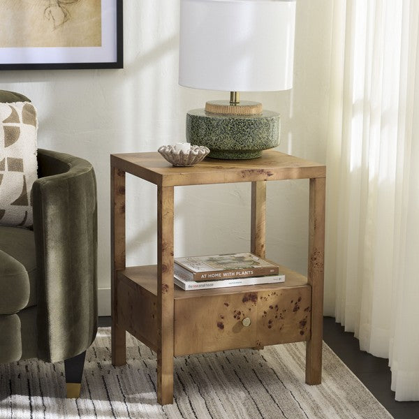 Willshine Wood Accent Table in Natural with Drawer