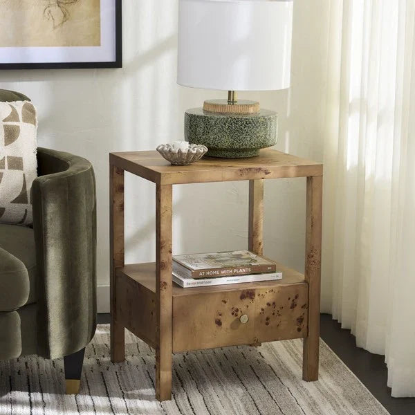 Willshine Wood Accent Table in Natural with Drawer