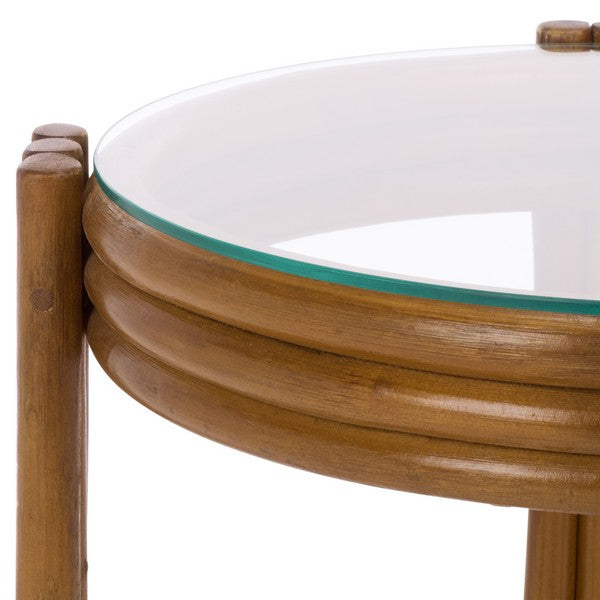 Bilian Rattan Pole Round Accent Table in Brown