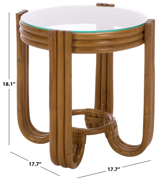 Bilian Rattan Pole Round Accent Table in Brown