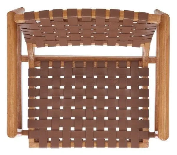 Safavieh Bellona Cognac Leather Woven Accent Chair