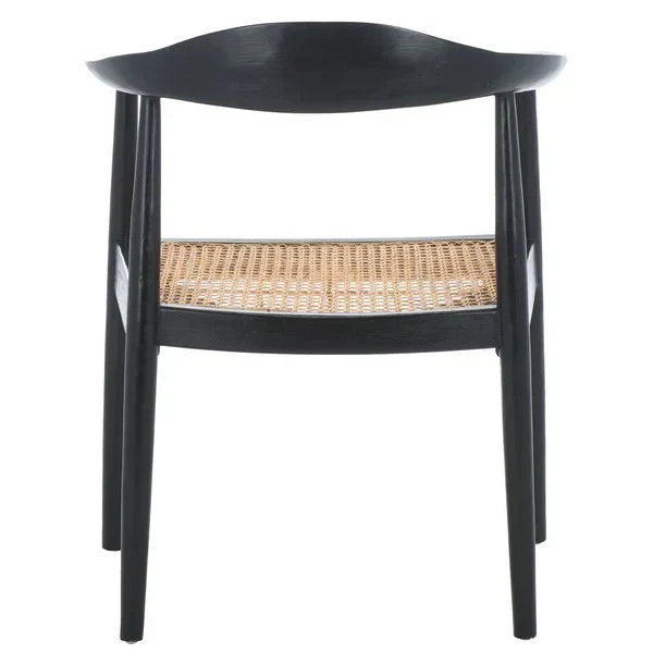 Savina Mahogany Wood Accent Chair in Black and Natural - The Mayfair Hall