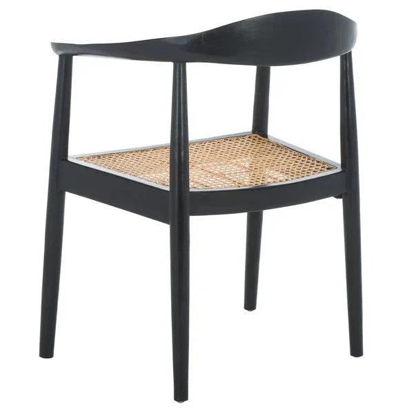 Savina Mahogany Wood Accent Chair in Black and Natural - The Mayfair Hall