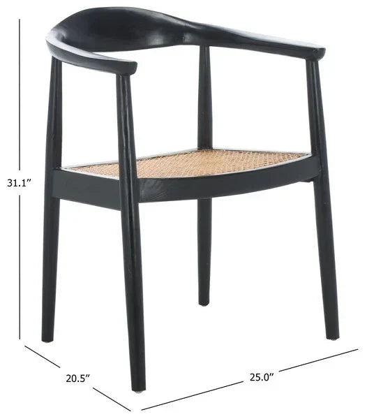 Savina Mahogany Wood Accent Chair in Black and Natural - The Mayfair Hall