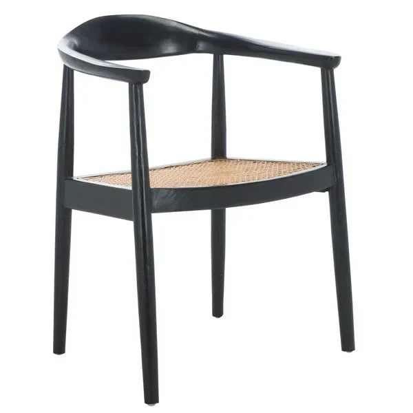 Savina Mahogany Wood Accent Chair in Black and Natural - The Mayfair Hall