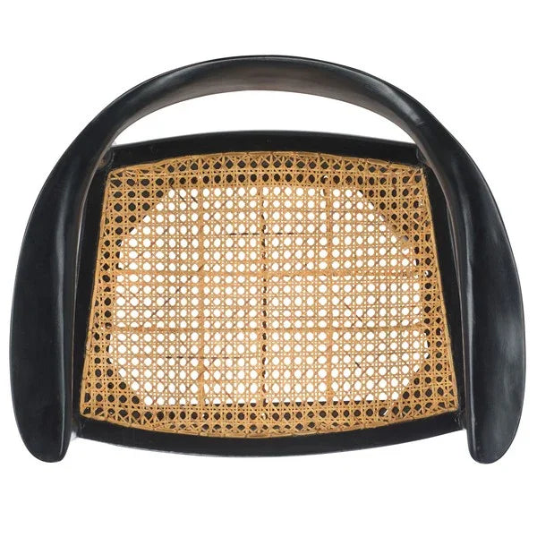 Savina Mahogany Wood Accent Chair in Black and Natural - The Mayfair Hall