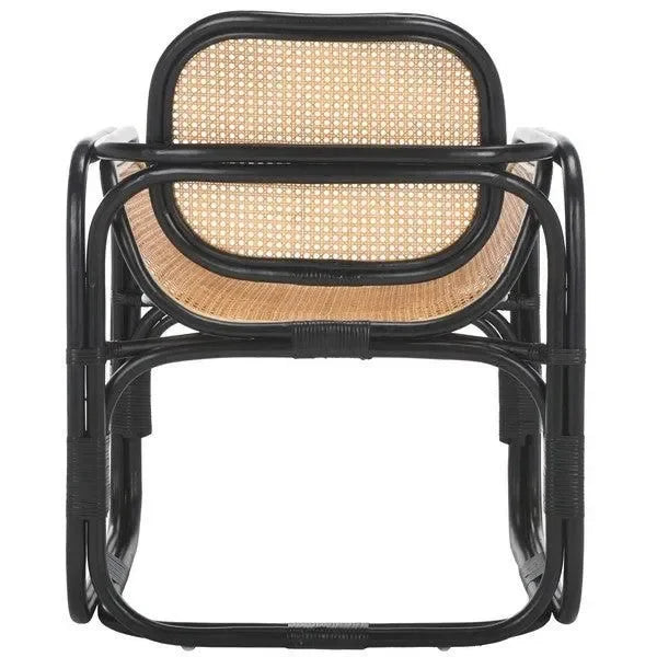 Nadie Wood Accent Chair in Natural and Black with Rattan Mesh - The Mayfair Hall