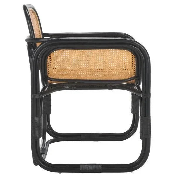 Nadie Wood Accent Chair in Natural and Black with Rattan Mesh - The Mayfair Hall