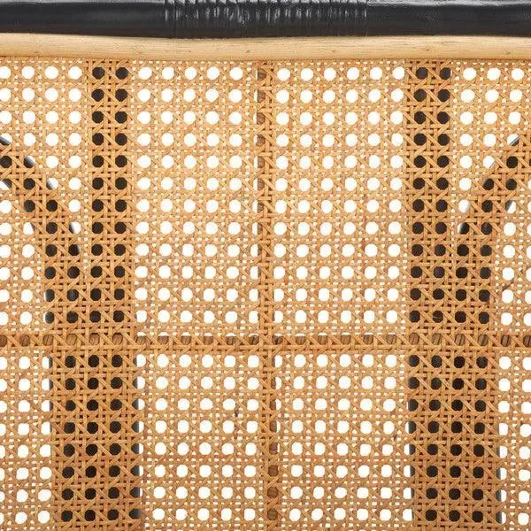 Nadie Wood Accent Chair in Natural and Black with Rattan Mesh - The Mayfair Hall