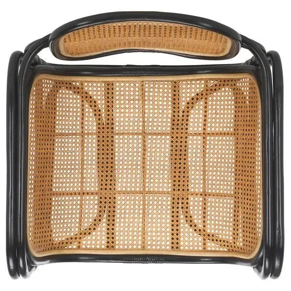 Nadie Wood Accent Chair in Natural and Black with Rattan Mesh - The Mayfair Hall