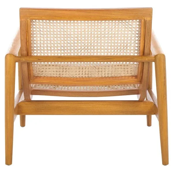 Ender Sungkai Wood Accent Chair in Natural with Rattan Weave - The Mayfair Hall