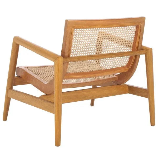 Ender Sungkai Wood Accent Chair in Natural with Rattan Weave - The Mayfair Hall