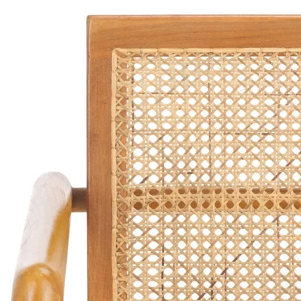 Ender Sungkai Wood Accent Chair in Natural with Rattan Weave - The Mayfair Hall