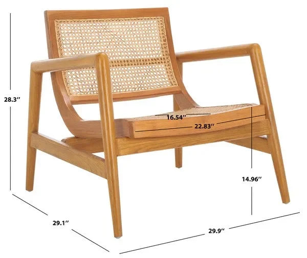 Ender Sungkai Wood Accent Chair in Natural with Rattan Weave - The Mayfair Hall