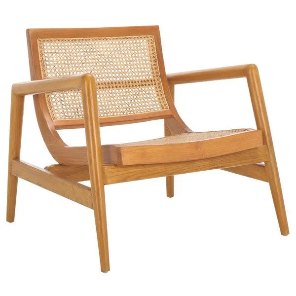 Ender Sungkai Wood Accent Chair in Natural with Rattan Weave - The Mayfair Hall