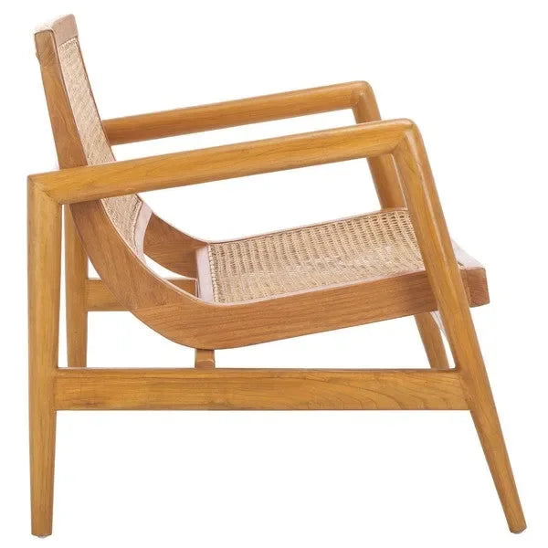Ender Sungkai Wood Accent Chair in Natural with Rattan Weave - The Mayfair Hall
