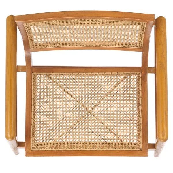 Ender Sungkai Wood Accent Chair in Natural with Rattan Weave - The Mayfair Hall